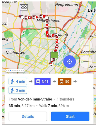 Navigation public transport Details Android