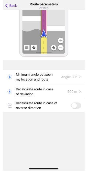 Straight line routing settings iOS 1