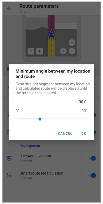 Straight line recalculation Android