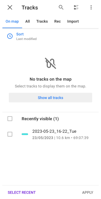 Configure map tracks Android