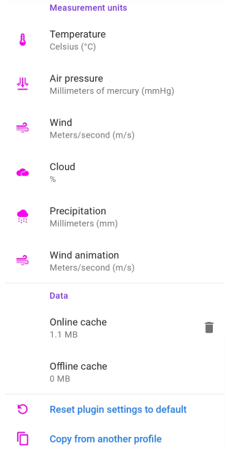 Weather Settings Android